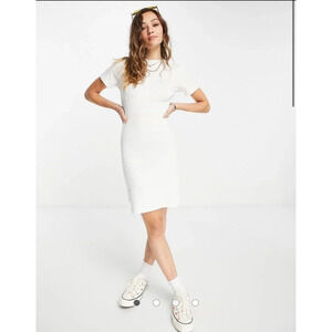 Noisy May Women’s fitted mini t-shirt dress in white Size XS New